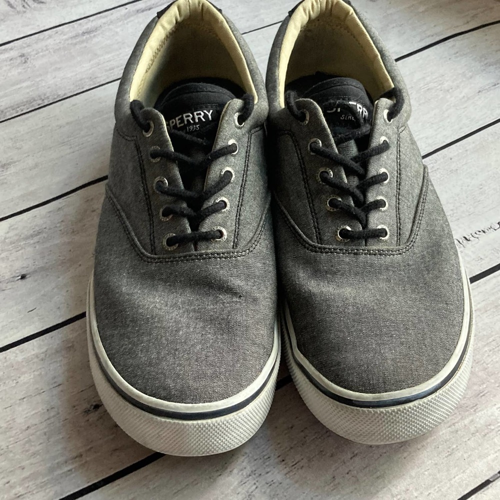 Sperry Top Sider Chambray Black Men’s Sneakers, Size 13